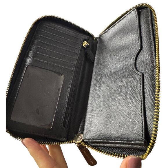 Michael Kors Black Saffiano Leather Zip-Around Wallet With Gold-Tone Hardware - Picture 3 of 6